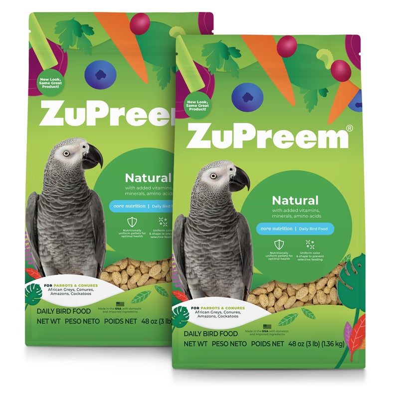 ZuPreem حبوب غذاء الطيور الطبيعية من زوبرم للببغاوات والكونور، 3 رطل (عبوة من 2) - تغذية يومية، مصنوعة في الولايات المتحدة الأمريكية للببغاوات الصغيرة، الببغاوات الأفريقية الرمادية، السينيغال، الأمازون، الإكليكتوس - Image 1
